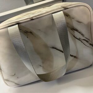 Marble Pattern Tote Bag with Gray Straps